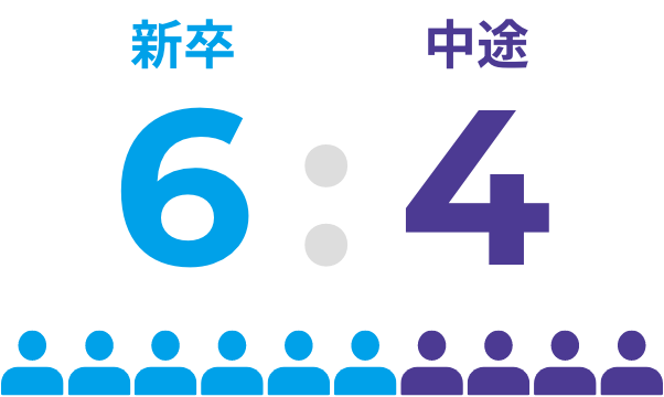新卒6:中途4